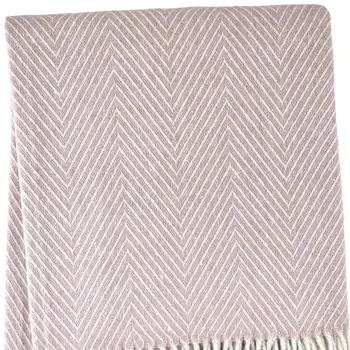 51" X 67" Pink Cotton Woven Herringbone Throw Blanket with Fringe