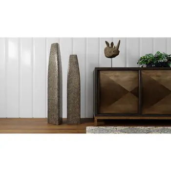 47" Gold Tapered Ceramic Floor Vase