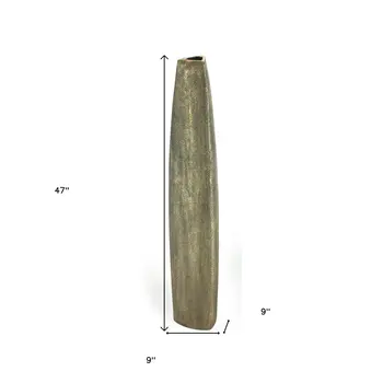 47" Gold Tapered Ceramic Floor Vase