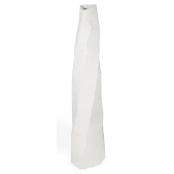 40" White Faceted Geometric Ceramic Floor Vase