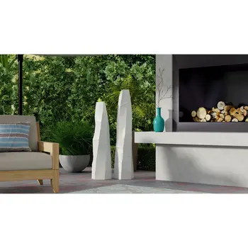40" White Faceted Geometric Ceramic Floor Vase