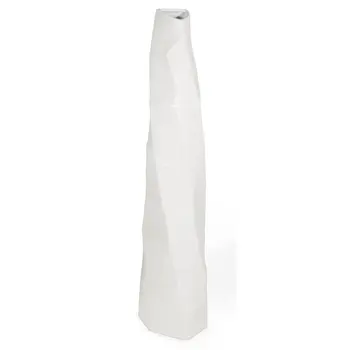 40" White Faceted Geometric Ceramic Floor Vase