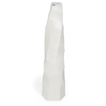 47" White Faceted Geometric Tapered Ceramic Floor Vase
