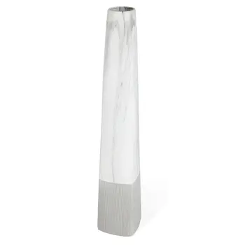 40" White Faux Marble Tapered Ceramic Floor Vase