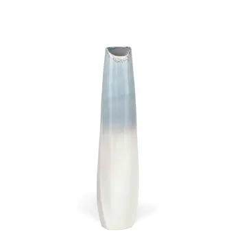 40" Blue And White Ombre Ceramic Floor Vase