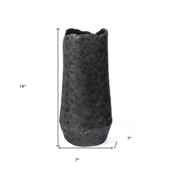 14" Gray Hammered Cylinder Aluminum Table Vase