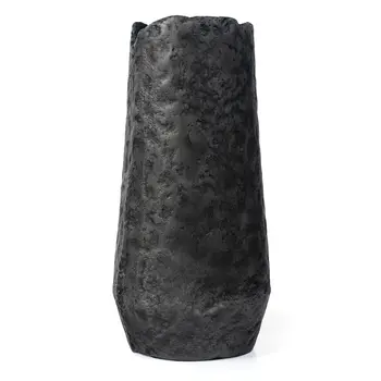 14" Gray Hammered Cylinder Aluminum Table Vase