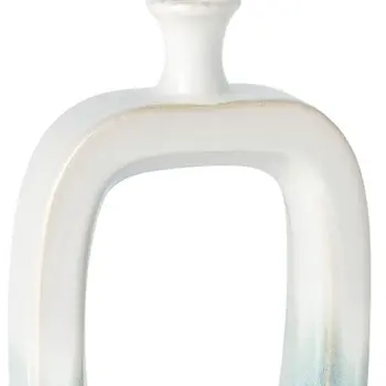 14" Aqua And White Ombre Ceramic Table Vase
