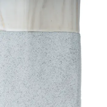 12" Brown Light Blue And Off White Color Block Square Ceramic Table Vase