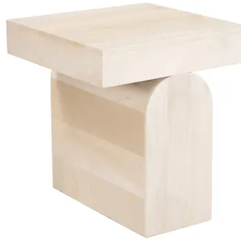22" Natural Solid Wood Square Pedestal End Table