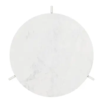 25" White And Silver Marble And Aluminum Round Cross Legs End Table