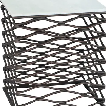 22" White And Bronze Marble And Aluminum Square Frame End Table