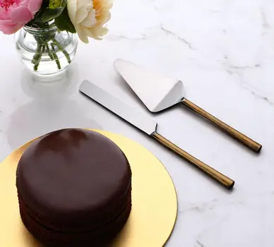 Hammered Gold Stainless Steel Two Piece Hand Forged Cake Server