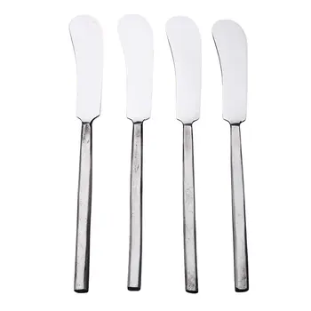 Hammered Silver Stainless Steel Four Piece Hand Forged Butter Knife