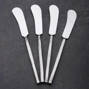 Hammered Silver Stainless Steel Four Piece Hand Forged Butter Knife