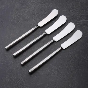 Hammered Silver Stainless Steel Four Piece Hand Forged Butter Knife
