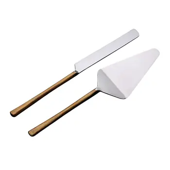 Hammered Gold Stainless Steel Two Piece Hand Forged Cake Knife