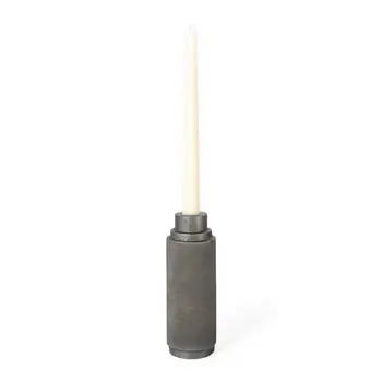 7" Gray Distressed Aluminum Geometric Tabletop Taper Candle Holder