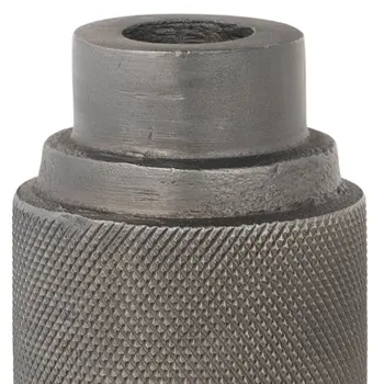 7" Gray Distressed Aluminum Geometric Tabletop Taper Candle Holder