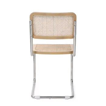 Set of Two Natural and Silver Steel Open Back Dining Side Chairs