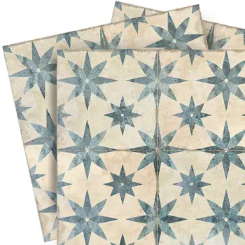 4" x 4" Green Vinyl Arabesque Peel And Stick Removable Tiles