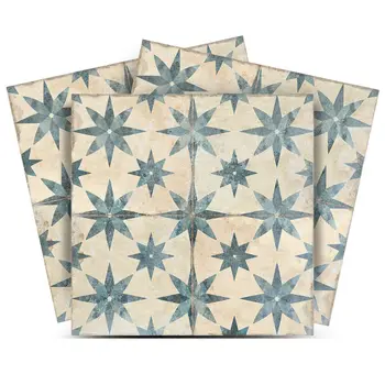 4" x 4" Green Vinyl Arabesque Peel And Stick Removable Tiles