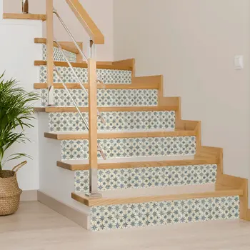 4" x 4" Green Vinyl Arabesque Peel And Stick Removable Tiles