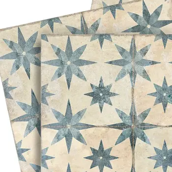 5" x 5" Green Vinyl Arabesque Peel And Stick Removable Tiles