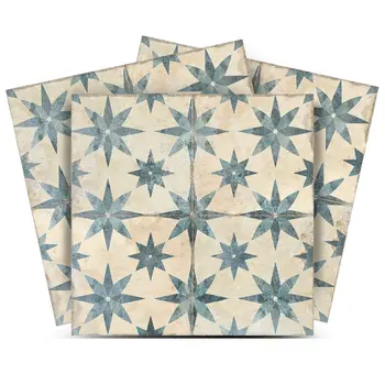 8" x 8" Green Vinyl Arabesque Peel And Stick Removable Tiles