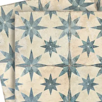 12" x 12" Green Vinyl Arabesque Peel And Stick Removable Tiles