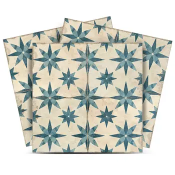 4" x 4" Dark Green Vinyl Arabesque Peel And Stick Removable Tiles