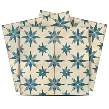12" x 12" Dark Green Vinyl Arabesque Peel And Stick Removable Tiles