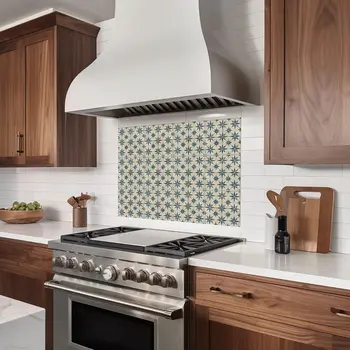 12" x 12" Dark Green Vinyl Arabesque Peel And Stick Removable Tiles