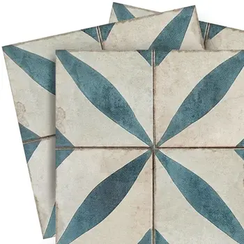 8" x 8" Dark Green Vinyl Arabesque Peel And Stick Removable Tiles