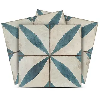 12" x 12" Dark Green Vinyl Arabesque Peel And Stick Removable Tiles