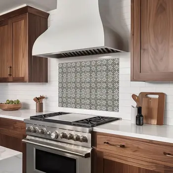 5" x 5" Gray And White Vinyl Arabesque Peel And Stick Removable Tiles