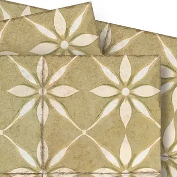 4" x 4" Beige Vinyl Arabesque Peel And Stick Removable Tiles