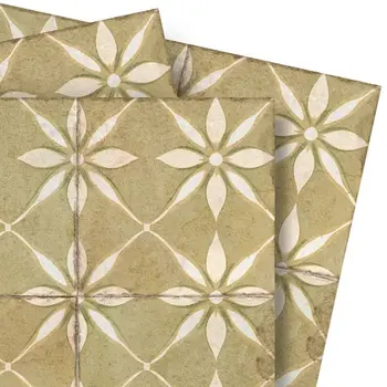 5" x 5" Beige Vinyl Arabesque Peel And Stick Removable Tiles