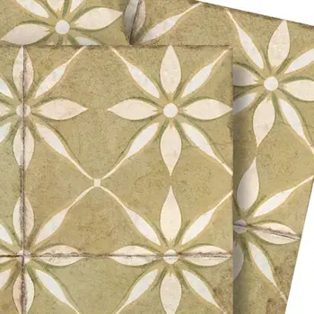7" x 7" Beige Vinyl Arabesque Peel And Stick Removable Tiles