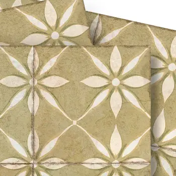 8" x 8" Beige Vinyl Arabesque Peel And Stick Removable Tiles