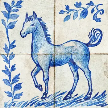 4" x 4" Blue Vinyl Arabesque Peel And Stick Removable Tiles