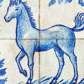 5" x 5" Blue Vinyl Arabesque Peel And Stick Removable Tiles