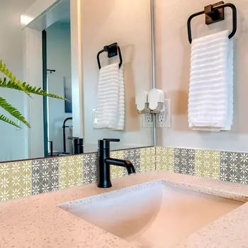 12" x 12" Gray Vinyl Arabesque Peel And Stick Removable Tiles
