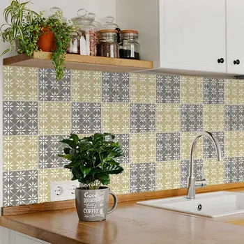 12" x 12" Gray Vinyl Arabesque Peel And Stick Removable Tiles