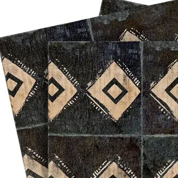 8" x 8" Beige And Black Vinyl Arabesque Peel And Stick Removable Tiles