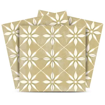 5" x 5" Gold Vinyl Arabesque Peel And Stick Removable Tiles