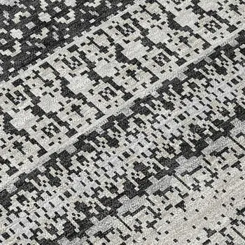 3' X 5' Black Striped Washable Indoor Outdoor Area Rug