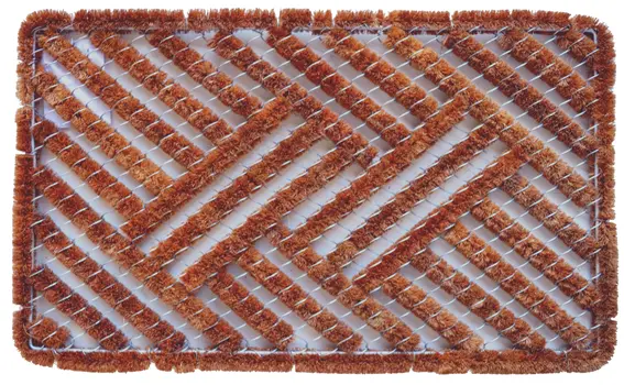 18" X 30" Brown Coir Geometric Outdoor Door Mat