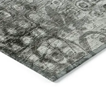 3' X 5' Charcoal Ikat Washable Indoor Outdoor Area Rug