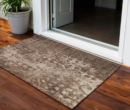3' X 5' Chocolate Ikat Washable Indoor Outdoor Area Rug